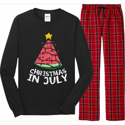 Christmas In July Watermelon Xmas Tree Summer Men Women Long Sleeve Pajama Set