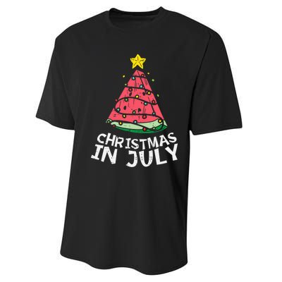 Christmas In July Watermelon Xmas Tree Summer Men Women Performance Sprint T-Shirt