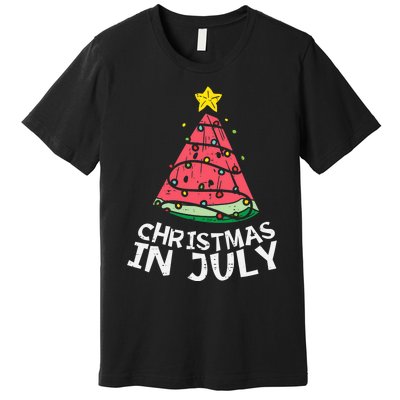 Christmas In July Watermelon Xmas Tree Summer Men Women Premium T-Shirt