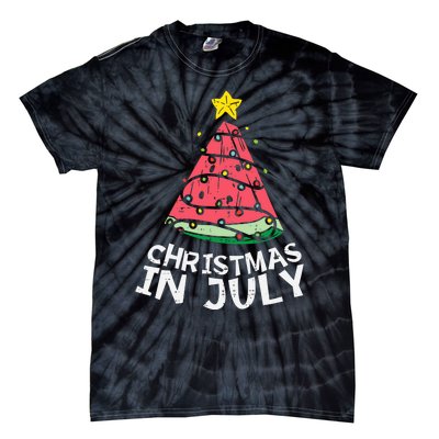 Christmas In July Watermelon Xmas Tree Summer Men Women Tie-Dye T-Shirt