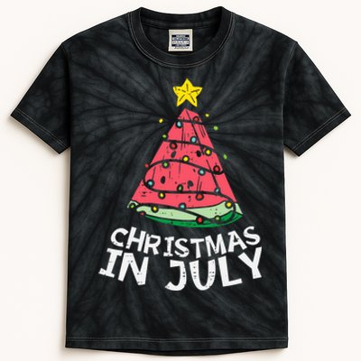 Christmas In July Watermelon Xmas Tree Summer Men Women Kids Tie-Dye T-Shirt