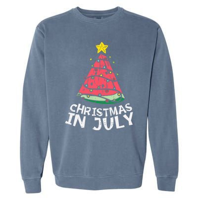 Christmas In July Watermelon Xmas Tree Summer Men Women Garment-Dyed Sweatshirt