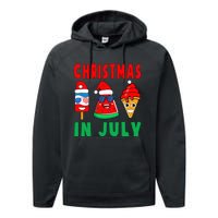 Christmas In July Watermelon Ice Pops Xmas Santa Hat Performance Fleece Hoodie