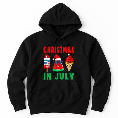 Christmas In July Watermelon Ice Pops Xmas Santa Hat Hoodie