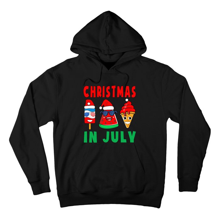 Christmas In July Watermelon Ice Pops Xmas Santa Hat Hoodie