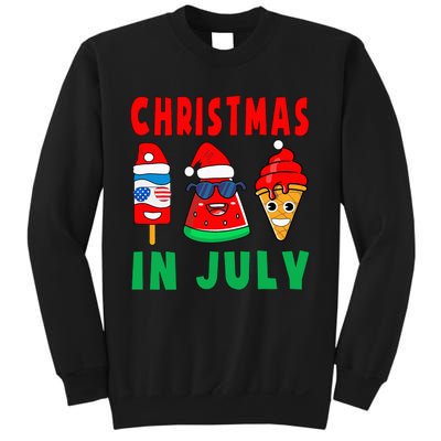 Christmas In July Watermelon Ice Pops Xmas Santa Hat Sweatshirt