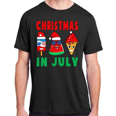 Christmas In July Watermelon Ice Pops Xmas Santa Hat Adult ChromaSoft Performance T-Shirt