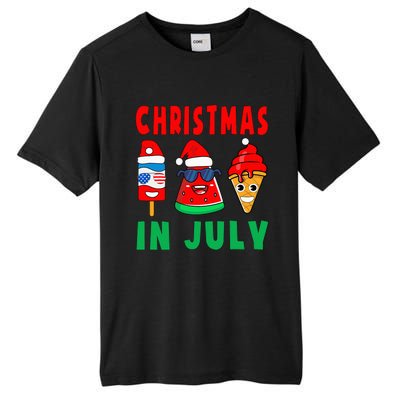 Christmas In July Watermelon Ice Pops Xmas Santa Hat Tall Fusion ChromaSoft Performance T-Shirt