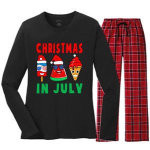 Christmas In July Watermelon Ice Pops Xmas Santa Hat Women's Long Sleeve Flannel Pajama Set 