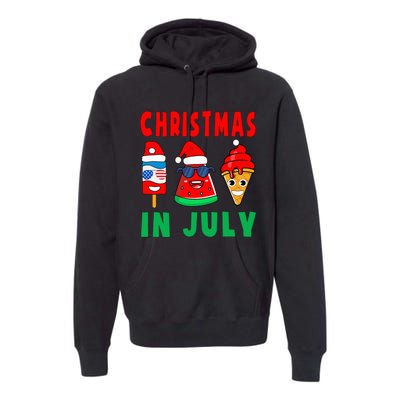 Christmas In July Watermelon Ice Pops Xmas Santa Hat Premium Hoodie