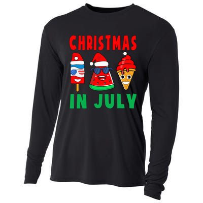 Christmas In July Watermelon Ice Pops Xmas Santa Hat Cooling Performance Long Sleeve Crew