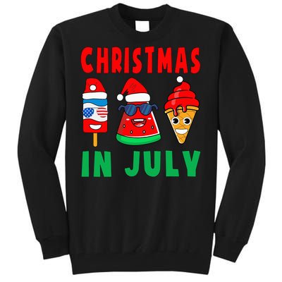 Christmas In July Watermelon Ice Pops Xmas Santa Hat Tall Sweatshirt