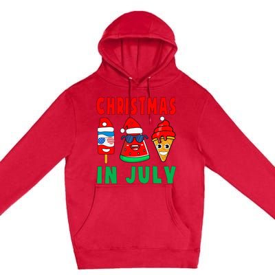 Christmas In July Watermelon Ice Pops Xmas Santa Hat Premium Pullover Hoodie