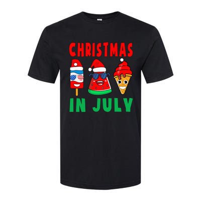 Christmas In July Watermelon Ice Pops Xmas Santa Hat Softstyle CVC T-Shirt