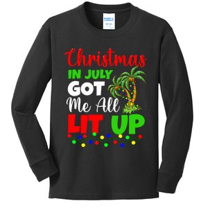 Christmas In July Got Me All Lit Up Kids Long Sleeve Shirt