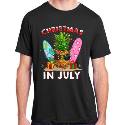 Christmas In July Pineapple Surf Santa Summer Tree Adult ChromaSoft Performance T-Shirt