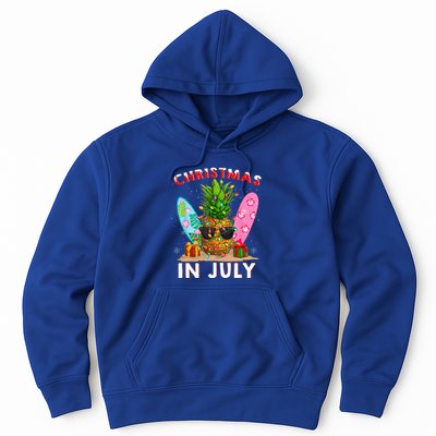 Christmas In July Pineapple Surf Santa Summer Tree Hoodie