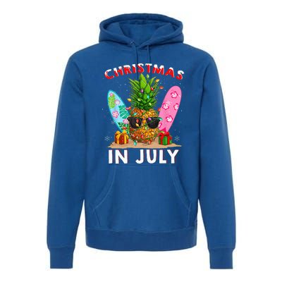 Christmas In July Pineapple Surf Santa Summer Tree Premium Hoodie