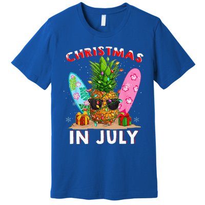 Christmas In July Pineapple Surf Santa Summer Tree Premium T-Shirt