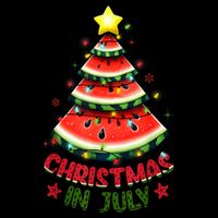 Christmas In July Watermelon Xmas Tree 7-Panel Snapback Hat