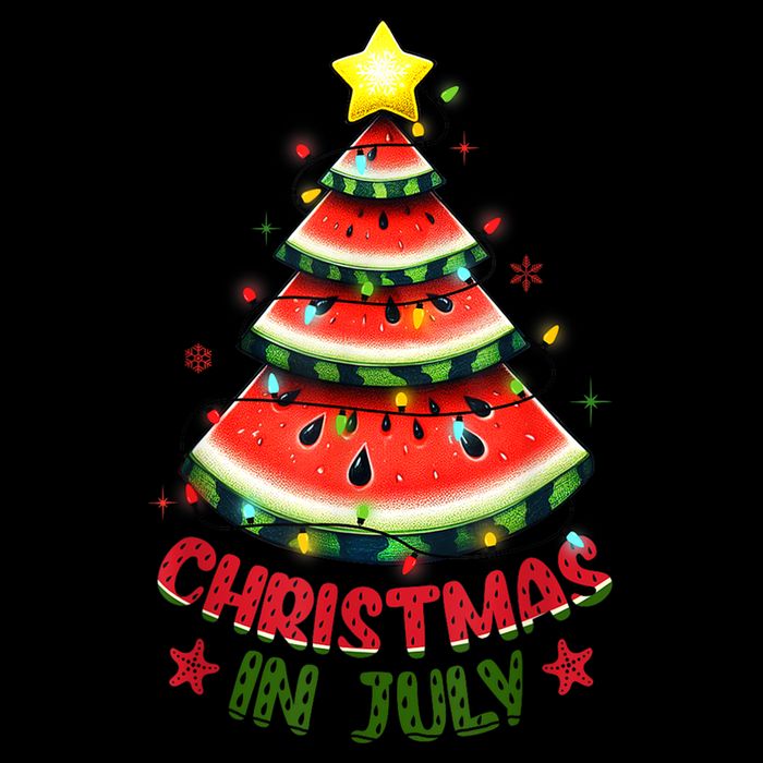 Christmas In July Watermelon Xmas Tree 7-Panel Snapback Hat