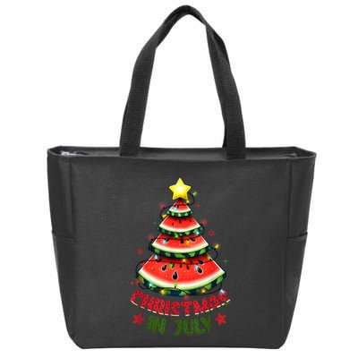Christmas In July Watermelon Xmas Tree Zip Tote Bag