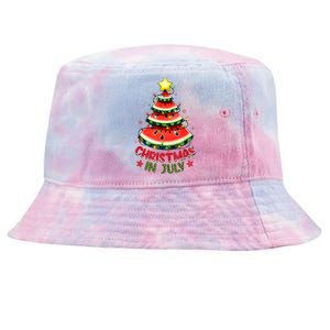 Christmas In July Watermelon Xmas Tree Tie-Dyed Bucket Hat