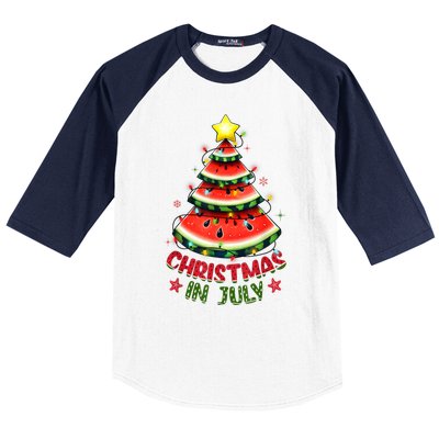 Christmas In July Watermelon Xmas Tree Baseball Sleeve Shirt