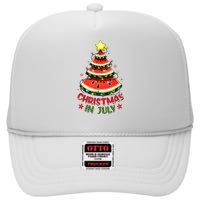 Christmas In July Watermelon Xmas Tree High Crown Mesh Back Trucker Hat