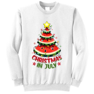 Christmas In July Watermelon Xmas Tree Sweatshirt