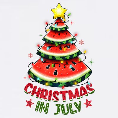 Christmas In July Watermelon Xmas Tree T-Shirt