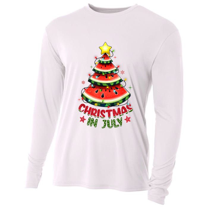 Christmas In July Watermelon Xmas Tree Cooling Performance Long Sleeve Crew