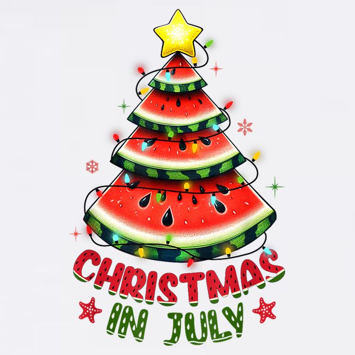 Christmas In July Watermelon Xmas Tree Cooling Performance Long Sleeve Crew