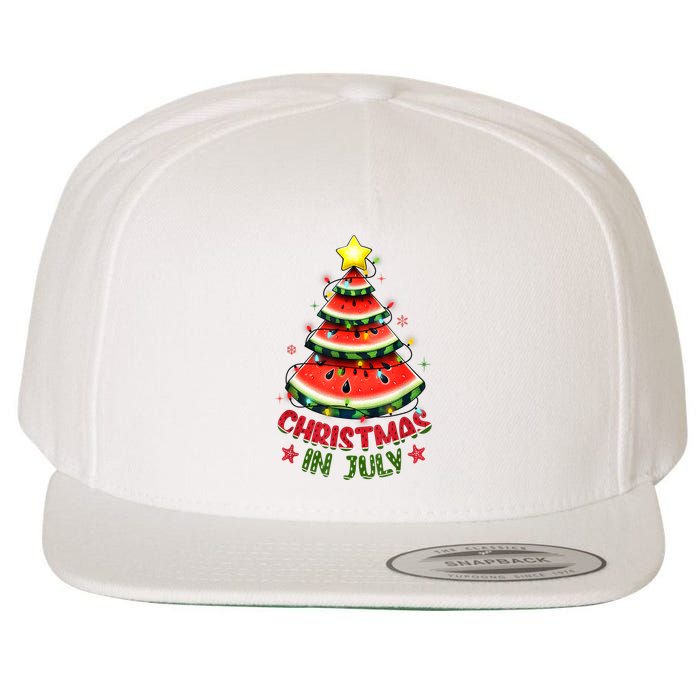 Christmas In July Watermelon Xmas Tree Wool Snapback Cap