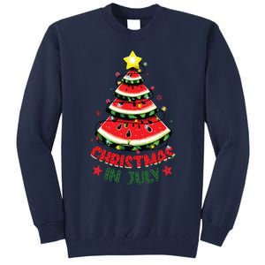 Christmas In July Shirts Watermelon Xmas Tree Tall Sweatshirt