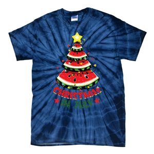 Christmas In July Shirts Watermelon Xmas Tree Tie-Dye T-Shirt