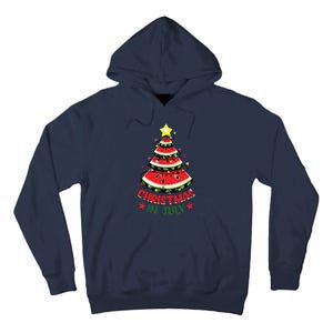 Christmas In July Shirts Watermelon Xmas Tree Tall Hoodie