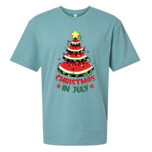 Christmas In July Shirts Watermelon Xmas Tree Sueded Cloud Jersey T-Shirt