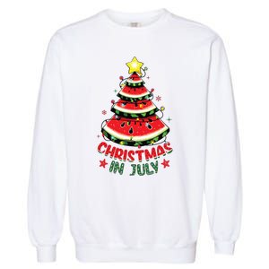 Christmas In July Shirts Watermelon Xmas Tree Garment-Dyed Sweatshirt