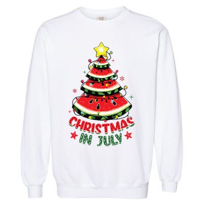 Christmas In July Shirts Watermelon Xmas Tree Garment-Dyed Sweatshirt