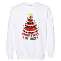 Christmas In July Shirts Watermelon Xmas Tree Garment-Dyed Sweatshirt