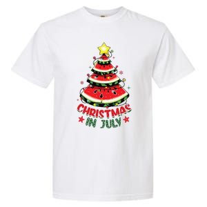 Christmas In July Shirts Watermelon Xmas Tree Garment-Dyed Heavyweight T-Shirt