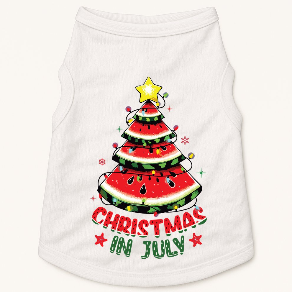 Christmas In July Shirts Watermelon Xmas Tree Doggie Tank