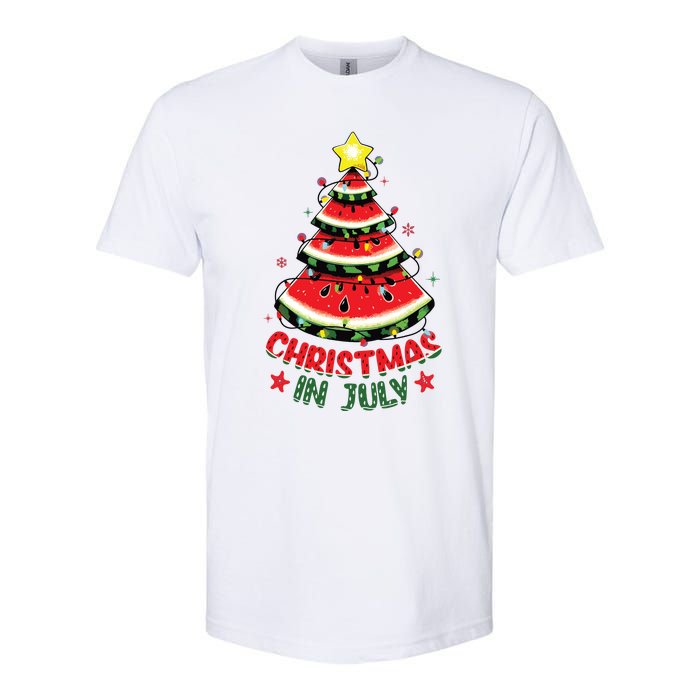 Christmas In July Shirts Watermelon Xmas Tree Softstyle CVC T-Shirt