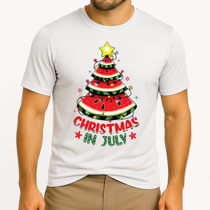Christmas In July Shirts Watermelon Xmas Tree Cooling Performance Crew T-Shirt