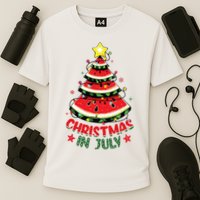 Christmas In July Shirts Watermelon Xmas Tree Cooling Performance Crew T-Shirt