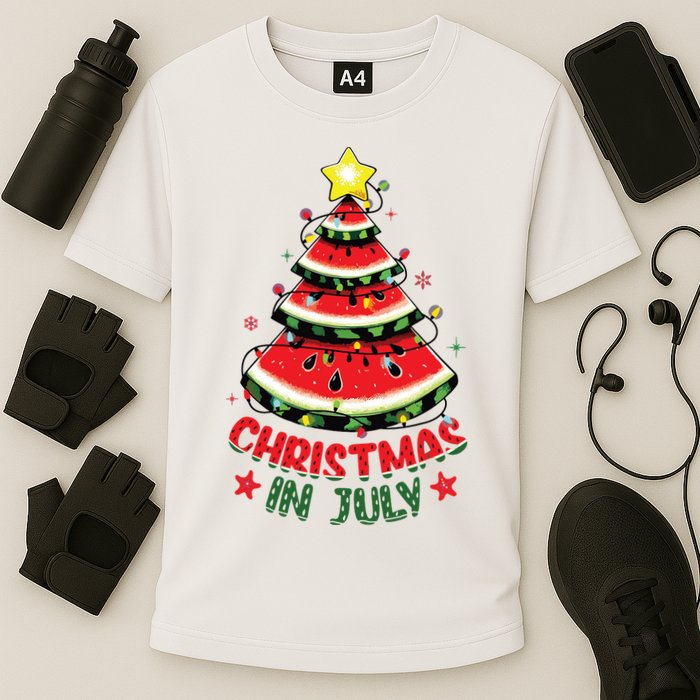 Christmas In July Shirts Watermelon Xmas Tree Cooling Performance Crew T-Shirt