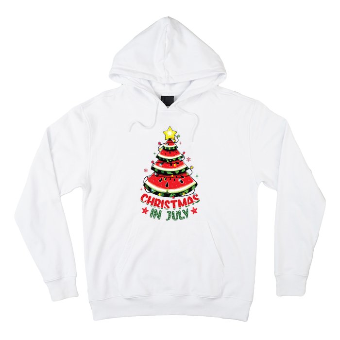 Christmas In July Shirts Watermelon Xmas Tree Hoodie