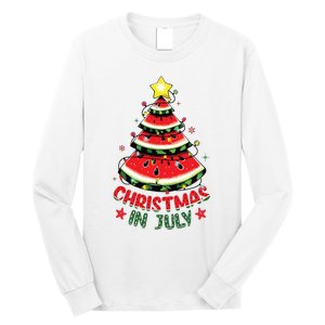 Christmas In July Shirts Watermelon Xmas Tree Long Sleeve Shirt