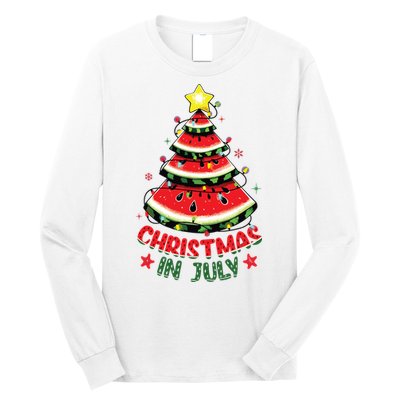 Christmas In July Shirts Watermelon Xmas Tree Long Sleeve Shirt